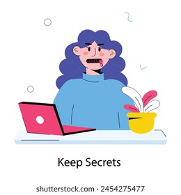 Ready to use doodle mini illustration of keep secrets