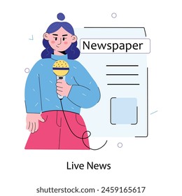Ready to use doodle mini illustration of live news 