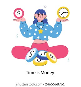 Ready to use doodle mini illustration of time is money 