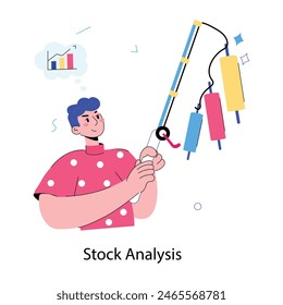 Ready to use doodle mini illustration of stock analysis 