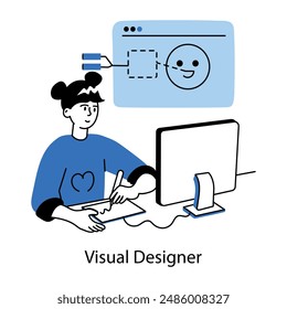 Listo para usar doodle mini ilustración del diseñador visual 