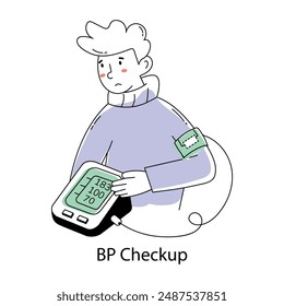 Ready to use doodle mini illustration of bp checkup
