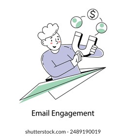 Ready to use doodle mini illustration of email engagement 