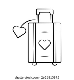 Pronto para usar ícone estilo doodle da bagagem de lua de mel