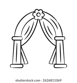 Pronto para usar ícone estilo doodle de arco de casamento decorativo