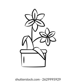 Ready to use doodle style icon of decorative lily flowers
