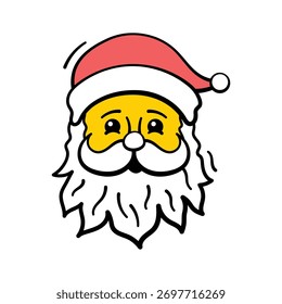 Pronto para usar ícone estilo doodle de cara santa com cap