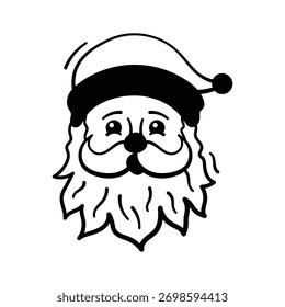 Pronto para usar ícone estilo doodle de cara santa com cap