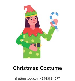 Listo para usar icono plano de disfraz de Navidad 