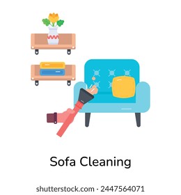 Ready to use flat icon depicting sofa cleaning 