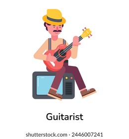 Ready to use flat icon of a guitarist 