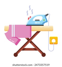 Ready to use flat icon of an ironing stand 