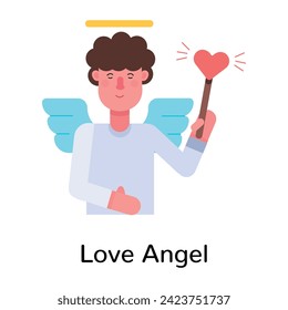 Listo para usar un icono plano de ángel de amor 