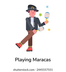 Listo para usar icono plano de un hombre jugando maracas 