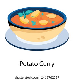 Ready to use flat icon of potato curry 