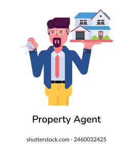 Ready to use flat icon of a property agent 