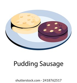Ready to use flat icon of pudding sausage 