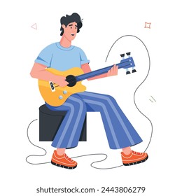 Ready to use flat icon of a rock guitarist