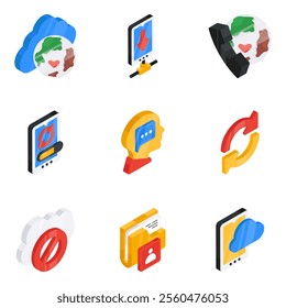 Ready to use a flat icon set of cyber security. If you want to amplify the project's design you have landed on the right page. Get hold of this pack and use it in your projects