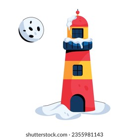 Ready to use flat icon of snow lighthouse 