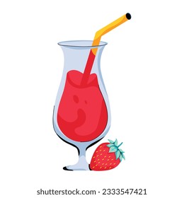 Ready to use flat icon of strawberry juice