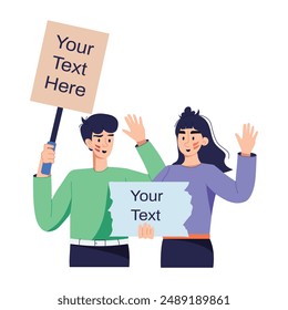 Ready to use flat illustration of demonstrators 