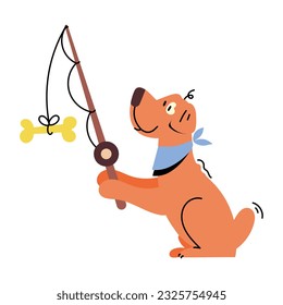 Ready to use flat illustration of dog fishing 