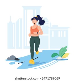Ready to use flat illustration of jogging 