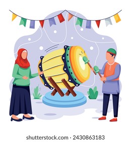 Listo para usar ilustración plana de la celebración musulmana