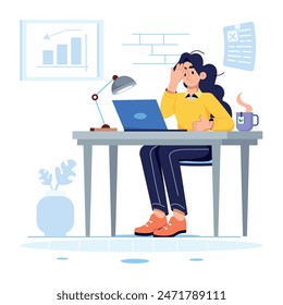 Lista para usar ilustración plana de estrés de oficina 