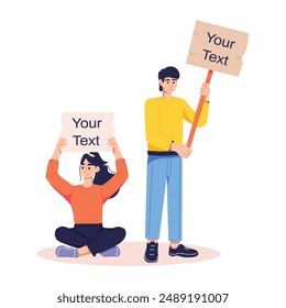 Ready to use flat illustration of passive protest 