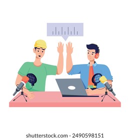 Ready to use flat illustration of podcast guest 