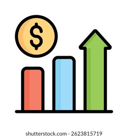 Pronto para usar ícone de estilo de estrutura de tópicos simples do gráfico de lucros do investimento