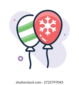 Bereit zur Verwendung flachen Umriss Stil Symbol zeigt Ballon Bunch