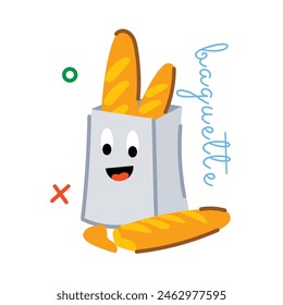 Ready to use flat sticker of baguette bag 