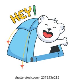 Ready to use flat sticker of bear tent 