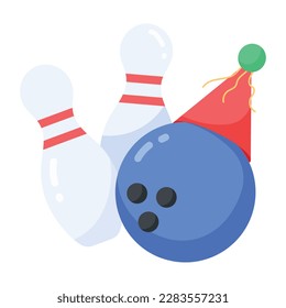 Bereit zum Gebrauch eines flachen Aufklebers des Bowlingspiels  