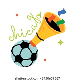 Ready to use flat sticker of a cheer horn 