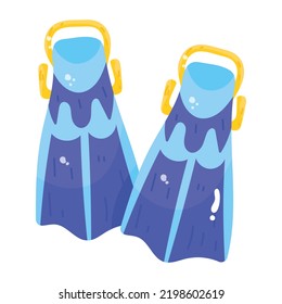 A ready to use flat sticker of diving fins 