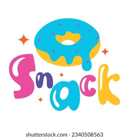 Ready to use flat sticker of donut snack 