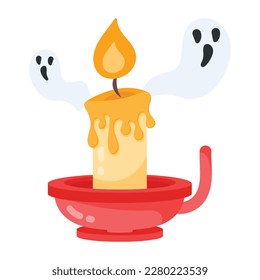 Ready to use flat sticker of halloween candle 