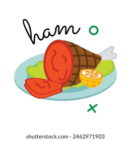 Ready to use flat sticker of ham leg platter 