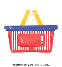 Ready to use flat sticker of handbasket