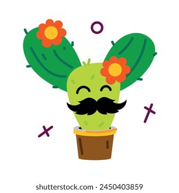 Ready to use flat sticker of a mexican cactus 