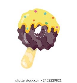 Ready to use flat sticker showing donut popsicle
