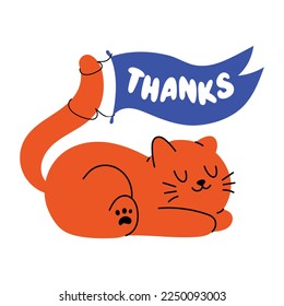Ready to use flat sticker of thanks 