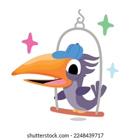 Ready to use flat sticker of toucan swing 