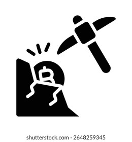 Ready to use glyph icon of bitcoin mining gear