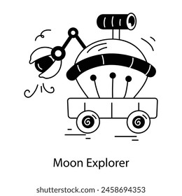 Ready to use glyph icon of a moon explorer 