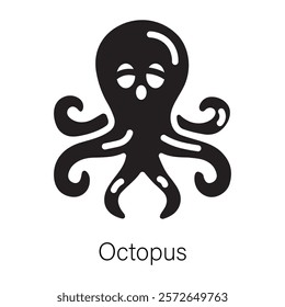 Ready to use glyph icon of an octopus 